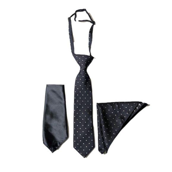 3-Piece - Boys Formal Ties & Polka Dot Pocket Square Set - Picture 1 of 2